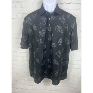 Roundtree & Yorke Performance black with floral print. Size M Golf Shirt